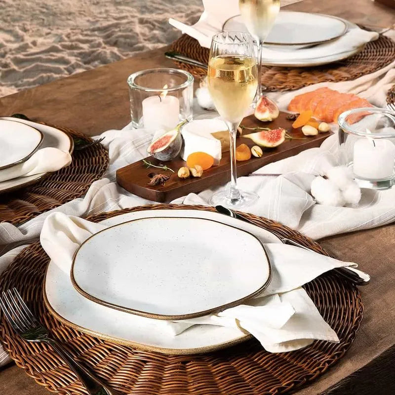 Conjunto De 12 Pratos Fundos Porcelana 22,5cm Ryo Maresia
