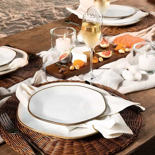 Conjunto De 12 Pratos Fundos Porcelana 22,5cm Ryo Maresia