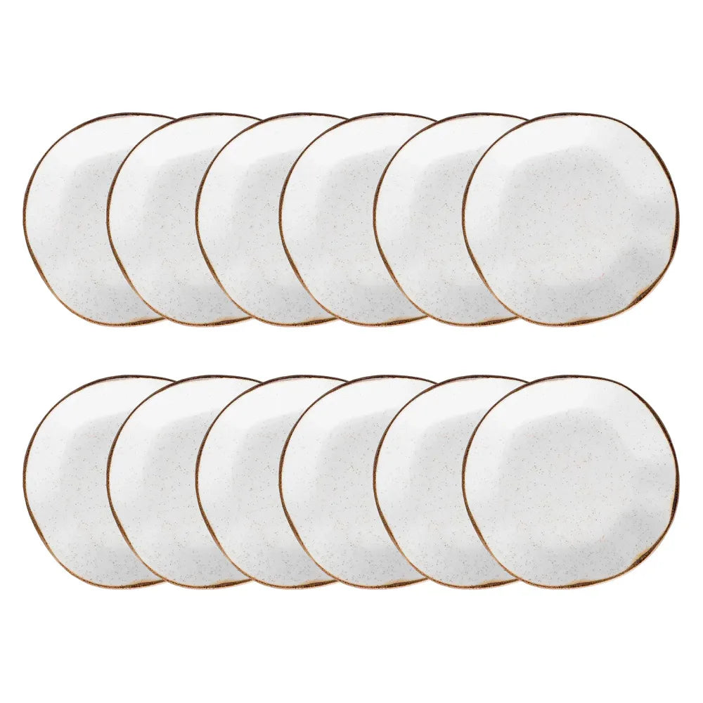 Conjunto De 12 Pratos Fundos Porcelana 22,5cm Ryo Maresia
