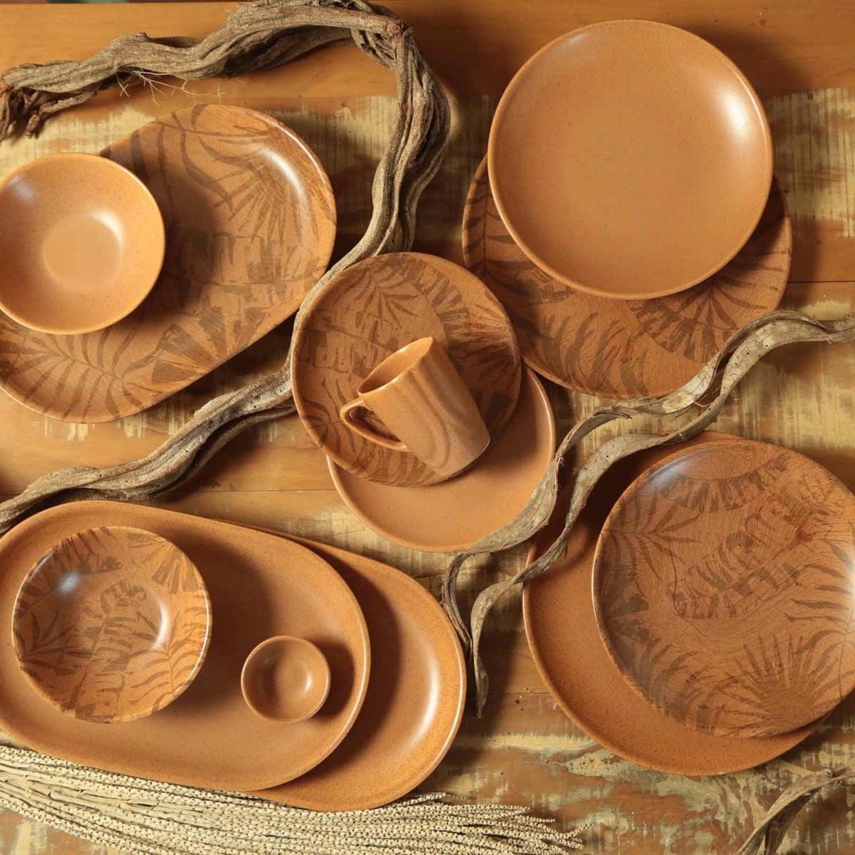 Conjunto 6 Bowls decorados Palm Tree Terracota 300 ml