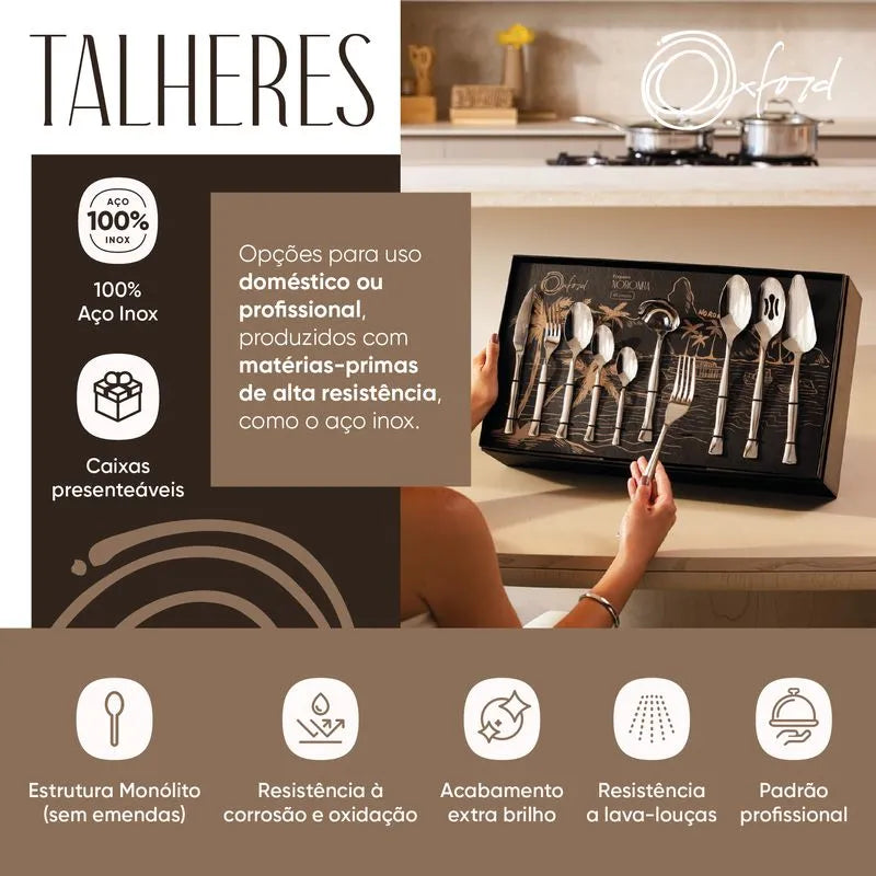 Faqueiro em Aço Inox Premium 65 Peças Noronha