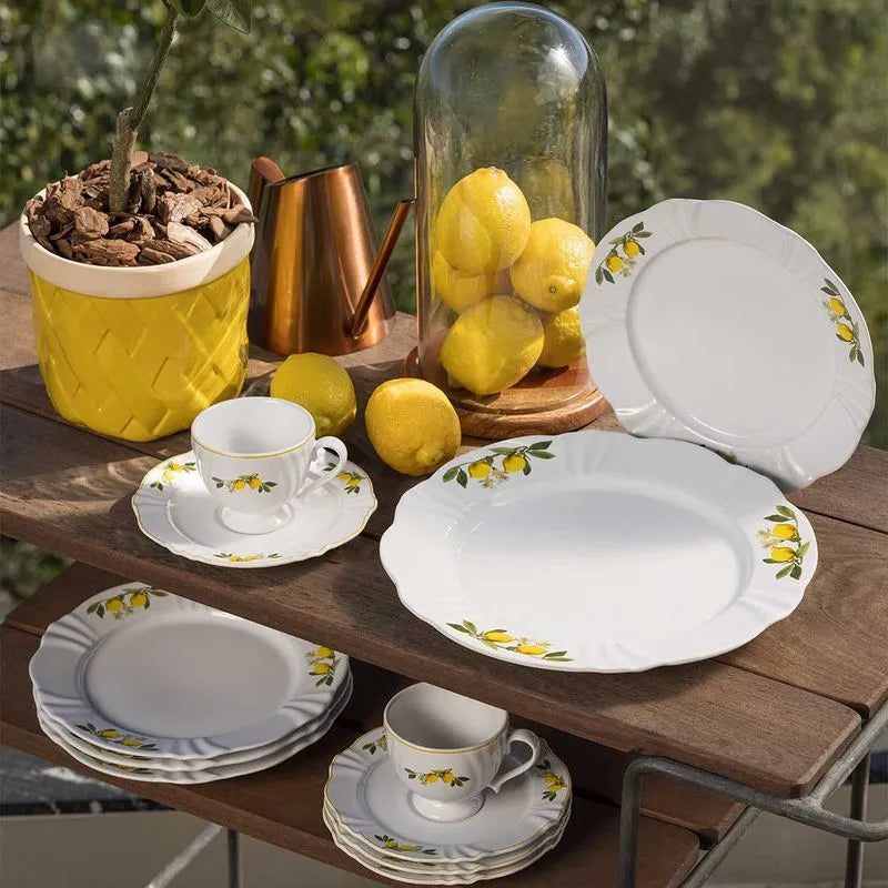 Jogo de 6 Xícaras Grandes 200 Ml Com Pires Soleil Limoni