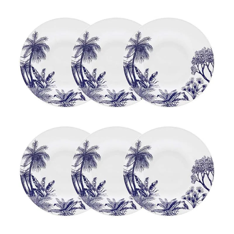 Jogo de 6 Pratos Fundos 23,5 Cm Flamingo Toile de Jouy